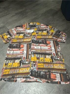 HUF Men’s Short-Sleeve Graphic Bodega Shirt - Yellow Multi - NWT